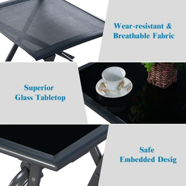 3 Pieces Bistro Set Garden Backyard Table Chairs Furniture Set