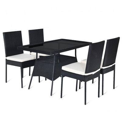 5 Pcs Outdoor Patio Rattan Dining Set