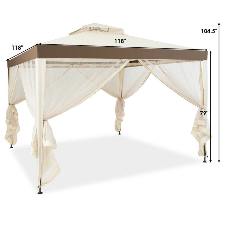10’x 10’ Outdoor Canopy Gazebo Patio Tent Shelter with Mosquito Netting