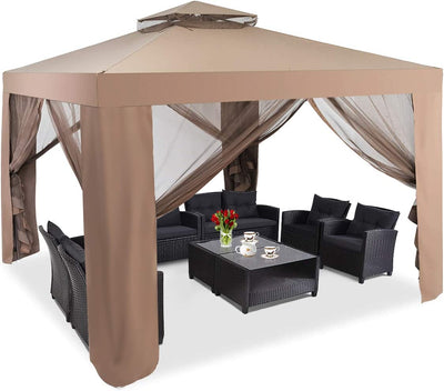 10’x 10’ Outdoor Canopy Gazebo Patio Tent Shelter with Mosquito Netting