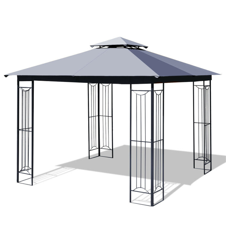 10 x 10 FT Heavy-Duty Patio Canopy Gazebo Tent with 2 Tier Vented Roof
