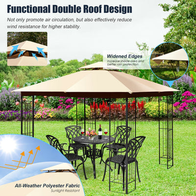10 x 10 FT Heavy-Duty Patio Canopy Gazebo Tent with 2 Tier Vented Roof