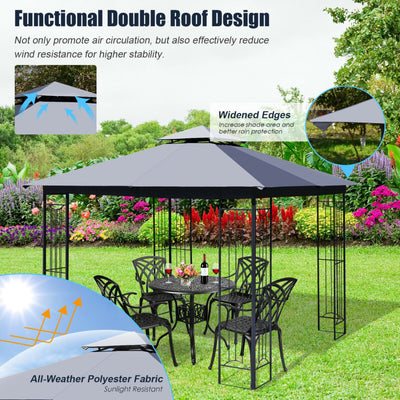 10 x 10 FT Heavy-Duty Patio Canopy Gazebo Tent with 2 Tier Vented Roof