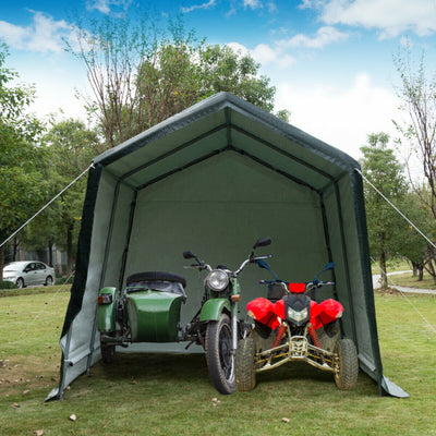 10 x 10 Feet Outdoor Garage Tent Enclosed Carport Shed Storage Shelter Car Canopy with Waterproof Ripstop Cover