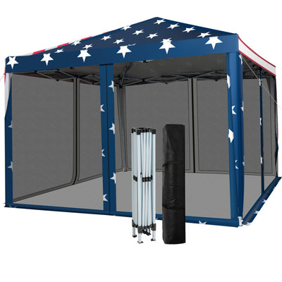 10 x 10 Feet Outdoor Pop-up Canopy Tent Gazebo Shelter with 4 Removable Mesh Walls