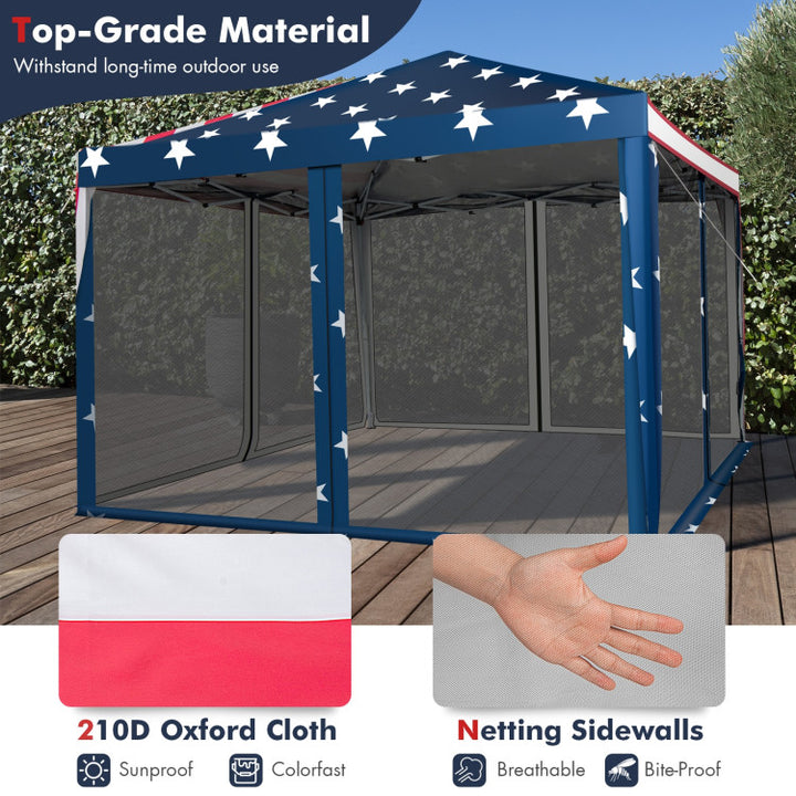 10 x 10 Feet Outdoor Pop-up Canopy Tent Gazebo Shelter with 4 Removable Mesh Walls