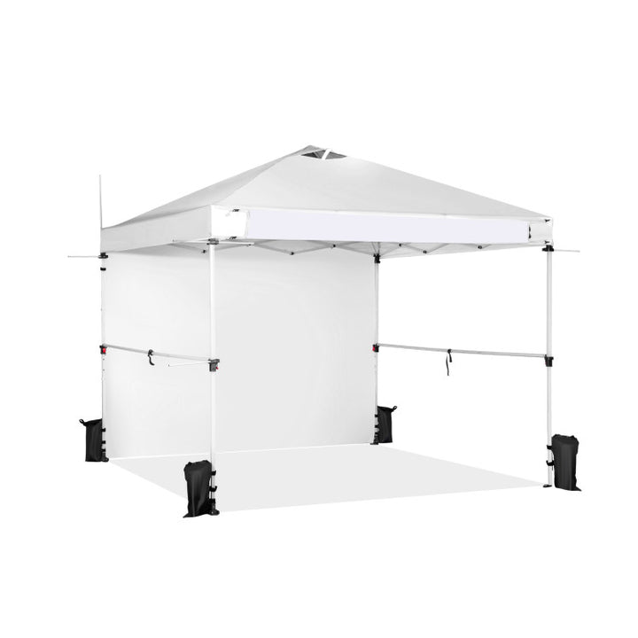 10 x 10 Feet Portable Commercial Pop-up Canopy Foldable Party Tent Awning with Detachable Sidewall and Roller Bag