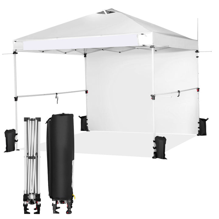 10 x 10 Feet Portable Commercial Pop-up Canopy Foldable Party Tent Awning with Detachable Sidewall and Roller Bag