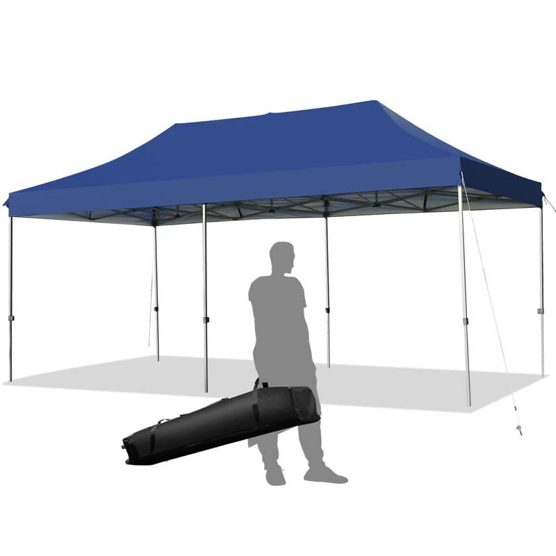 10 x 20 FT Outdoor Pop Up Canopy Portable Folding Camping Tent with Adjustable Height and Storage Bag
