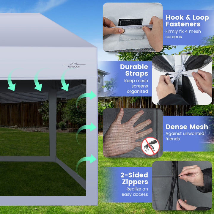 10 x 20 Feet Pop-Up Canopy Party Tent Heavy Duty Garage Car Shelter with Removable Sidewalls and 2-Wheeled Bag