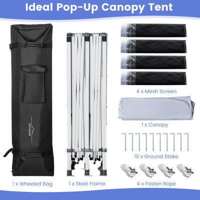 10 x 20 Feet Pop-Up Canopy Party Tent Heavy Duty Garage Car Shelter with Removable Sidewalls and 2-Wheeled Bag