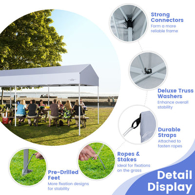 10 x 20 Feet Pop-Up Canopy Party Tent Heavy Duty Garage Car Shelter with Removable Sidewalls and 2-Wheeled Bag