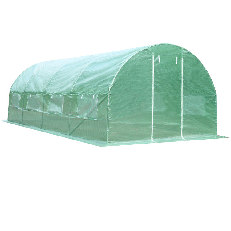 10 x 6.5 x 20 Feet Garden Large Greenhouse Portable Walk-in Tunnel Greenhouse Plastic Plant Hot House with Roll-up Zippered Doors and Side Mesh Windows