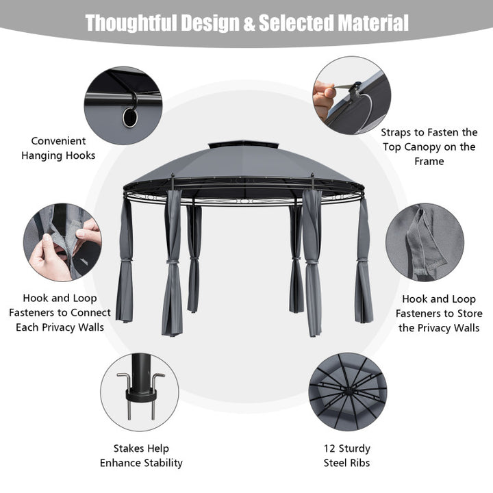 11.5 Feet Outdoor Dome Gazebo Patio Round Canopy Shelter with Removable Curtain and Large Activity Space
