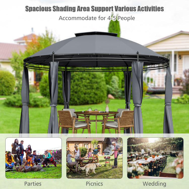11.5 Feet Outdoor Dome Gazebo Patio Round Canopy Shelter with Removable Curtain and Large Activity Space