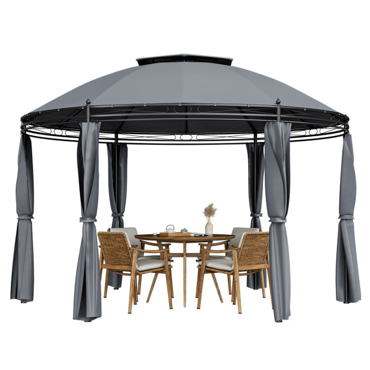 11.5 Feet Outdoor Dome Gazebo Patio Round Canopy Shelter with Removable Curtain and Large Activity Space