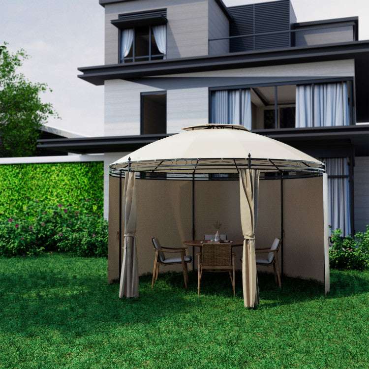 11.5 Feet Outdoor Dome Gazebo Patio Round Canopy Shelter with Removable Curtain and Large Activity Space