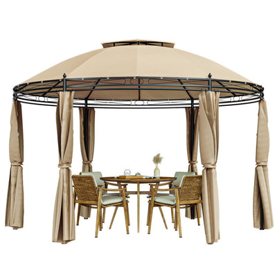 11.5 Feet Outdoor Dome Gazebo Patio Round Canopy Shelter with Removable Curtain and Large Activity Space