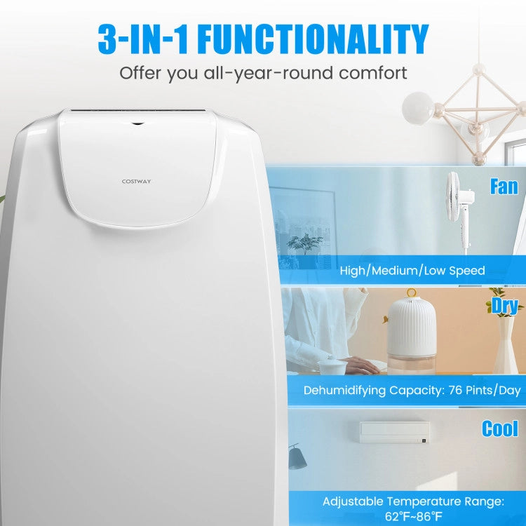 11500 BTU 3-in-1 Portable Air Conditioner Powerful AC Unit with Dual Hose and Remote Control