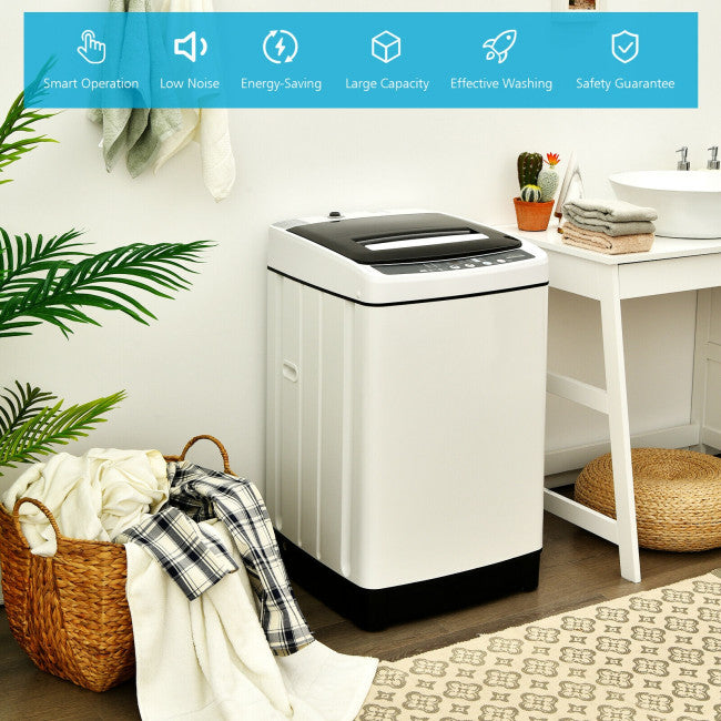 11 LBS Portable Full-Automatic Washing Machine Compact 1.5 Cubic Feet Laundry Washer Spin with LED Display