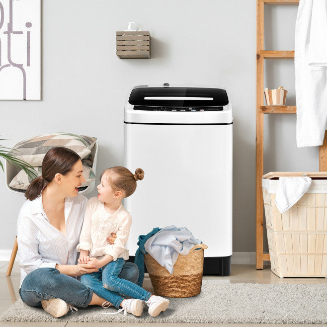 11 LBS Portable Full-Automatic Washing Machine Compact 1.5 Cubic Feet Laundry Washer Spin with LED Display