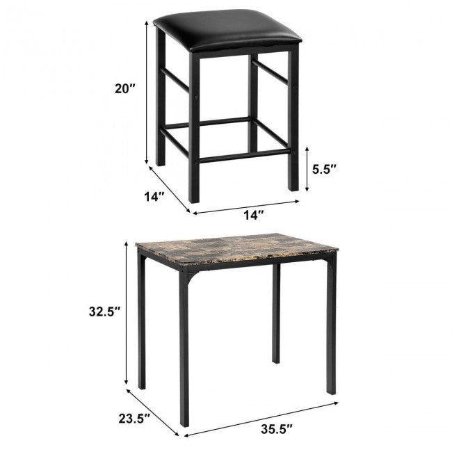 3 Pcs Apartment Small Dining Table Set
