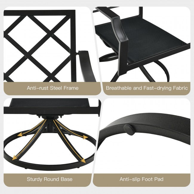 Set of 2 Patio Swivel Dining Chairs with Cushions