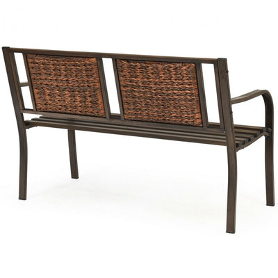 Outdoor Porch Furniture Patio Garden Bench Steel Frame Rattan