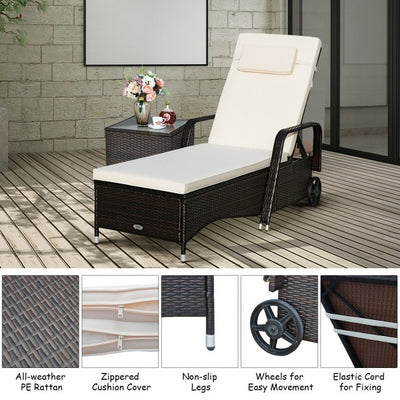 Outdoor Cushioned Recliner with Adjustable Backrest
