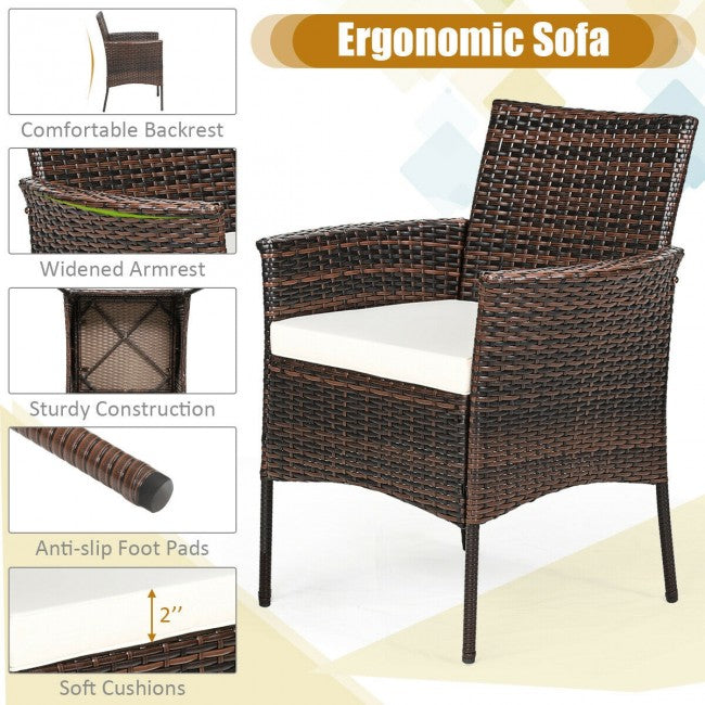 Outdoor 5PCS Dining Table Set with 1 Table and 4 Single Sofas