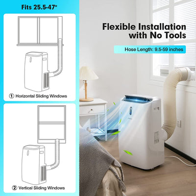 12000BTU Portable Air Conditioner 4-in-1 Oscillation Air Cooler with 24H Smart Timer and Remote Control