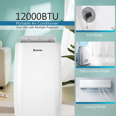 12000 BTU Portable Air Conditioner Multifunctional Air Cooler with Remote Control and 24-hour Timer