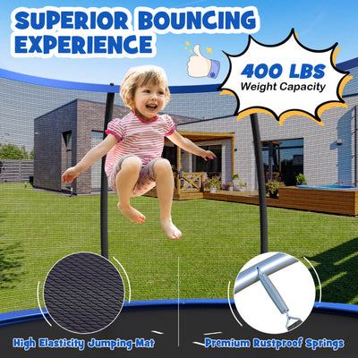 12FT ASTM Approved Trampolines Outdoor Large Recreational Trampoline with Enclosure Net and Safety Pad for Kids Youth Adults