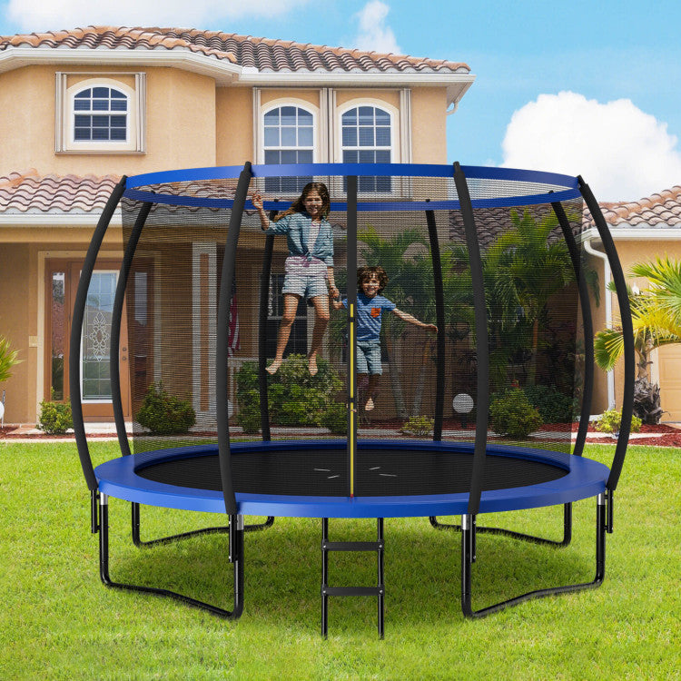 12FT ASTM Approved Trampolines Outdoor Large Recreational Trampoline with Enclosure Net and Safety Pad for Kids Youth Adults