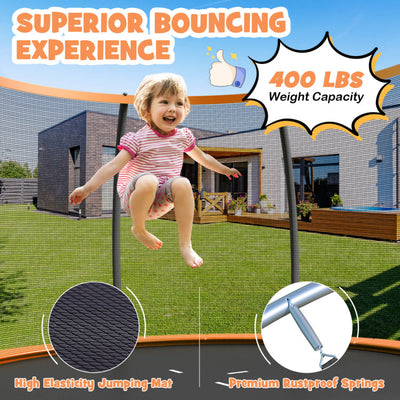 12FT ASTM Approved Trampolines Outdoor Large Recreational Trampoline with Enclosure Net and Safety Pad for Kids Youth Adults