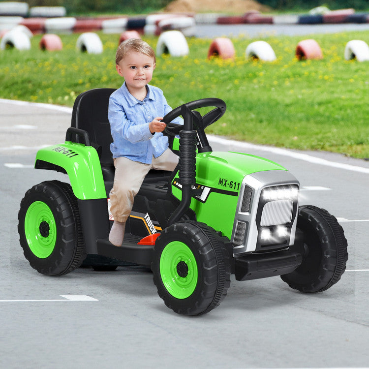 12V Battery Powered Ride On Tractor Electric Vehicle Toy Car with 3-Gear-Shift Ground Loader and Remote Control-Canada Only