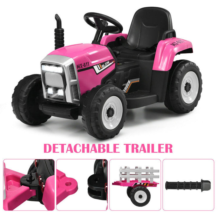 12V Battery Powered Ride On Tractor Electric Vehicle Toy Car with 3-Gear-Shift Ground Loader and Remote Control-Canada Only