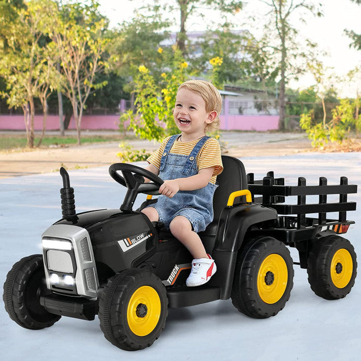 12V Battery Powered Ride On Tractor Electric Vehicle Toy Car with 3-Gear-Shift Ground Loader and Remote Control-Canada Only