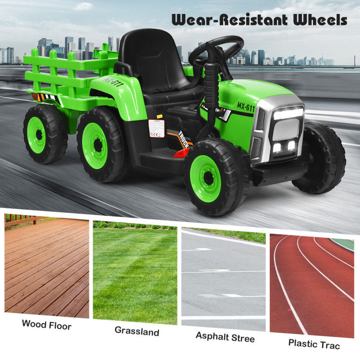 12V Battery Powered Ride On Tractor Electric Vehicle Toy Car with 3-Gear-Shift Ground Loader and Remote Control-Canada Only