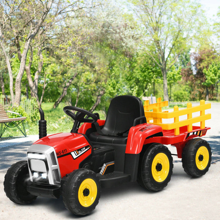 12V Battery Powered Ride On Tractor Electric Vehicle Toy Car with 3-Gear-Shift Ground Loader and Remote Control-Canada Only