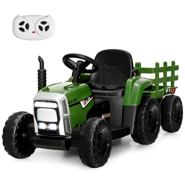 12V Battery Powered Ride On Tractor Electric Vehicle Toy Car with 3-Gear-Shift Ground Loader and Remote Control-Canada Only