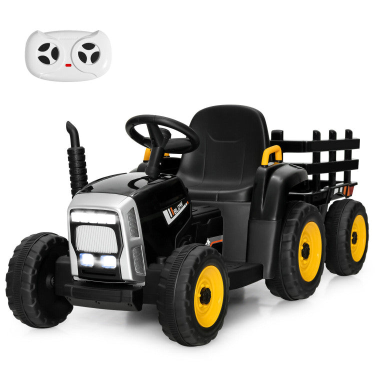 12V Battery Powered Ride On Tractor Electric Vehicle Toy Car with 3-Gear-Shift Ground Loader and Remote Control-Canada Only