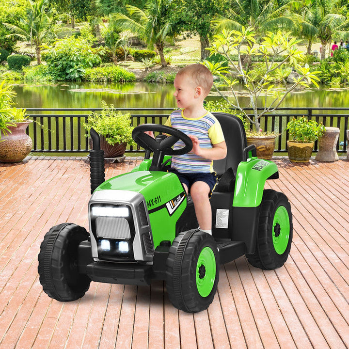 12V Battery Powered Ride On Tractor Electric Vehicle Toy Car with 3-Gear-Shift Ground Loader and Remote Control-Canada Only