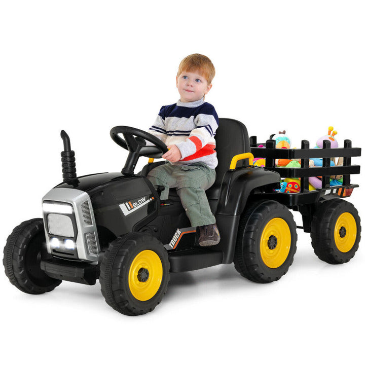 12V Battery Powered Ride On Tractor Electric Vehicle Toy Car with 3-Gear-Shift Ground Loader and Remote Control-Canada Only