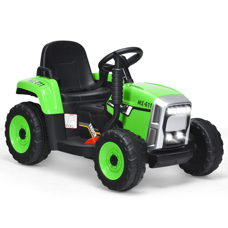 12V Battery Powered Ride On Tractor Electric Vehicle Toy Car with 3-Gear-Shift Ground Loader and Remote Control-Canada Only