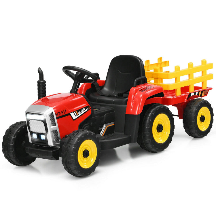 12V Battery Powered Ride On Tractor Electric Vehicle Toy Car with 3-Gear-Shift Ground Loader and Remote Control-Canada Only