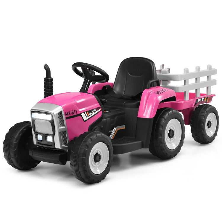 12V Battery Powered Ride On Tractor Electric Vehicle Toy Car with 3-Gear-Shift Ground Loader and Remote Control-Canada Only