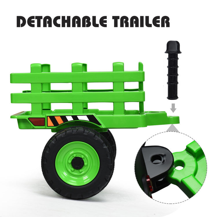12V Battery Powered Ride On Tractor Electric Vehicle Toy Car with 3-Gear-Shift Ground Loader and Remote Control-Canada Only