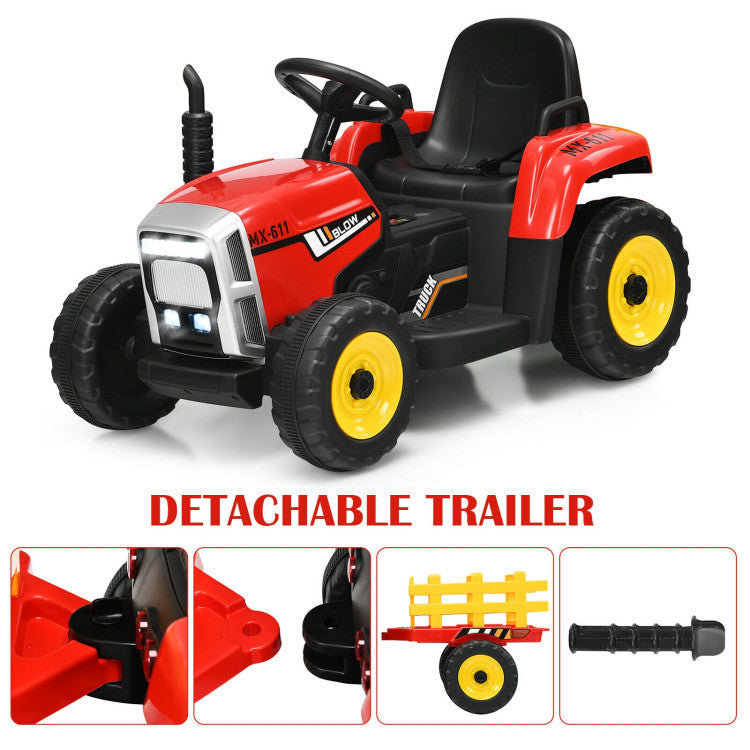 12V Battery Powered Ride On Tractor Electric Vehicle Toy Car with 3-Gear-Shift Ground Loader and Remote Control-Canada Only