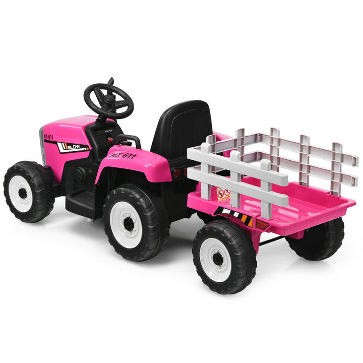 12V Battery Powered Ride On Tractor Electric Vehicle Toy Car with 3-Gear-Shift Ground Loader and Remote Control-Canada Only